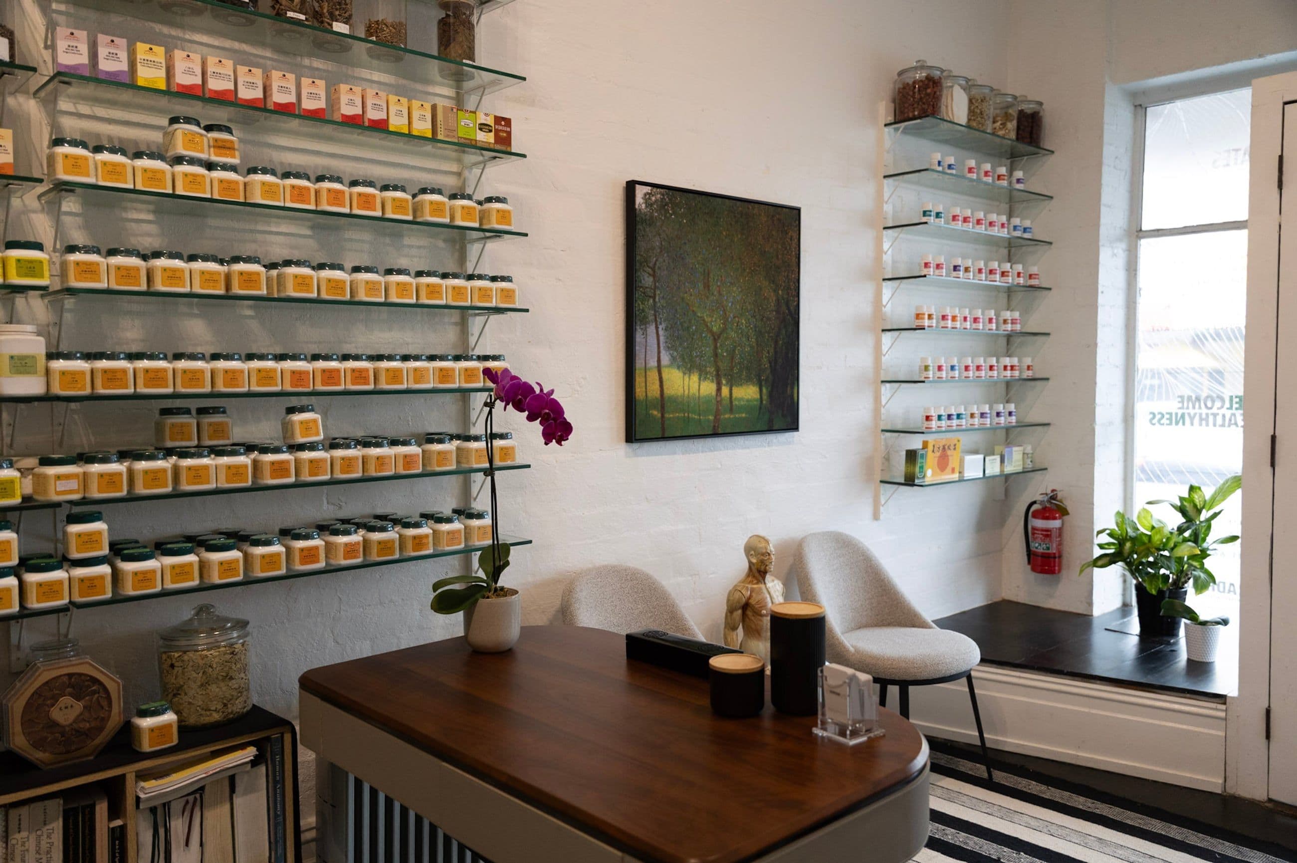 The consultation room and herbal dispensary at the Camberwell clinic