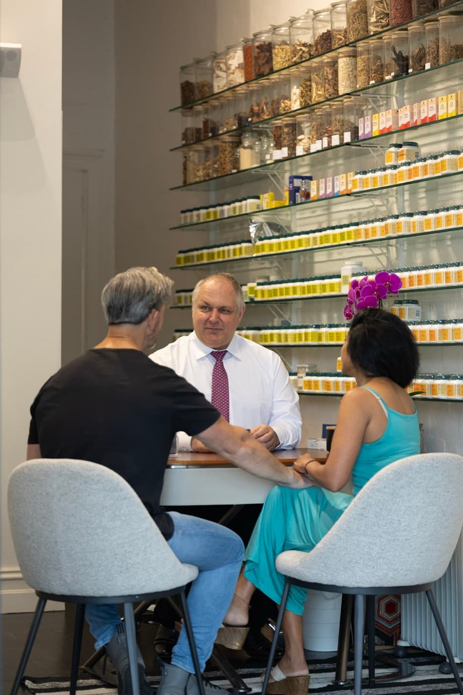 A consultation at the herbal dispensary